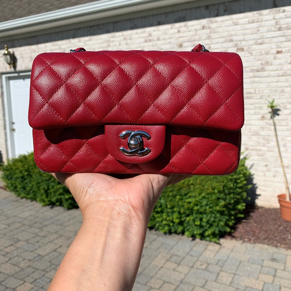 Chanel Classic Red Caviar Shoulder Bag